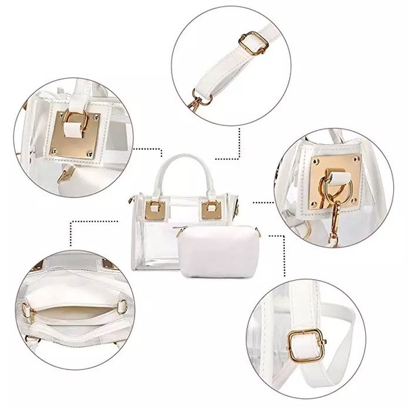 Pink 2 in 1 Clear PVC Bag w/ Makeup Pouch - Picture 9 of 12